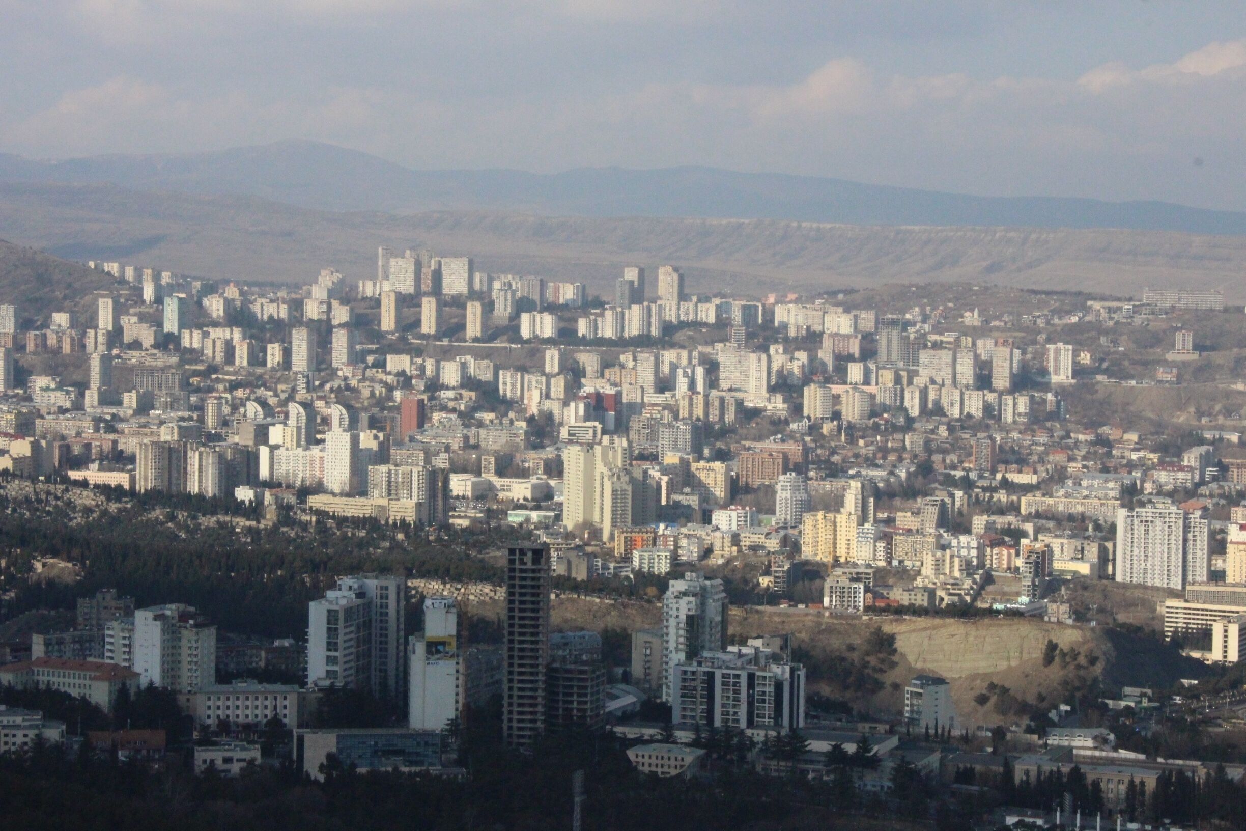 View of the Saburtalo area - along with the Nutsubdize Plateau - of the city of Tbilisi, Georgia.

View from an aerial tram station located at Turtle Lake. 