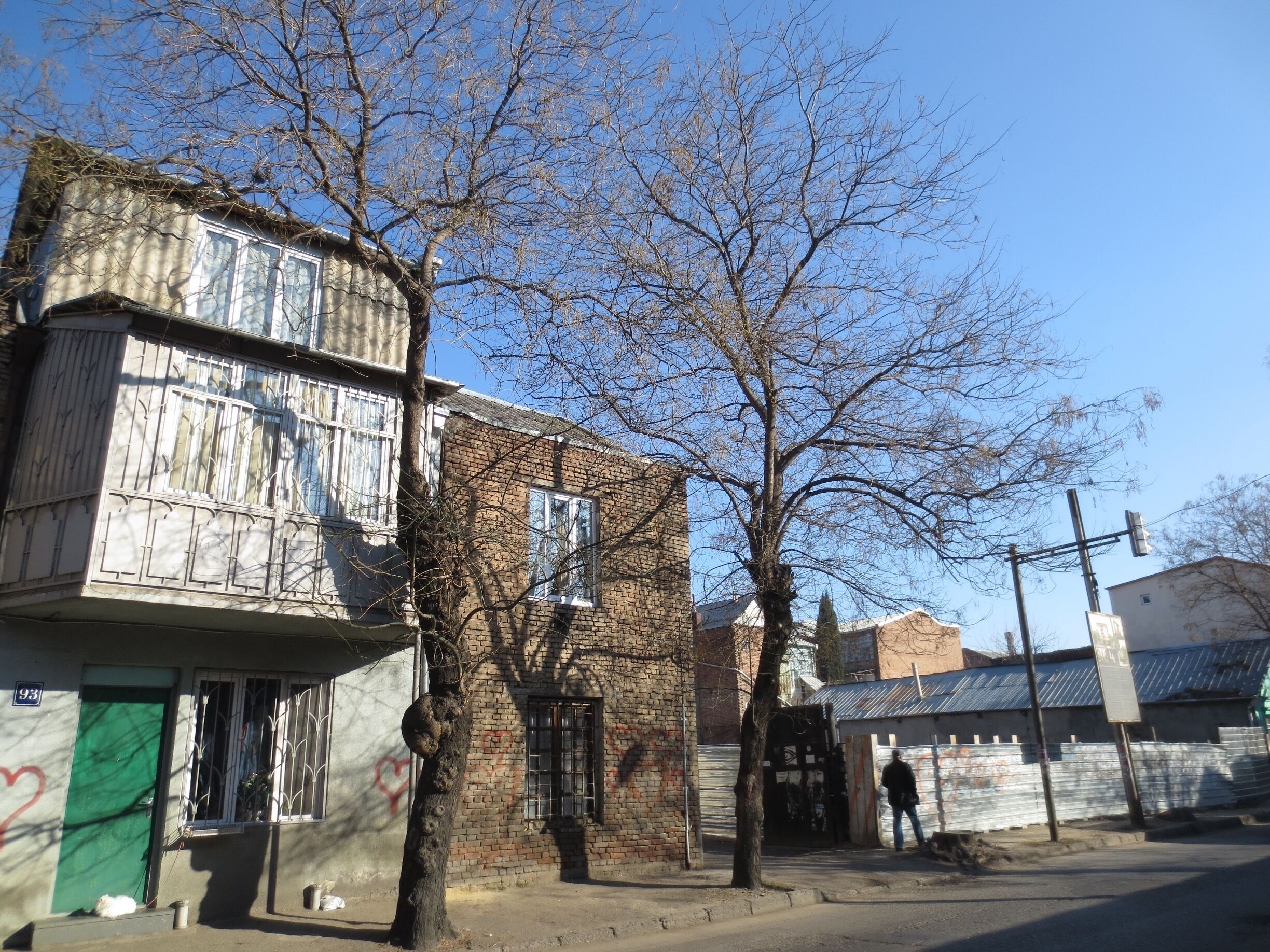 View from the backstreets near the Marjanishvili area of the city of Tbilisi.

A pretty typical sidewalk view in the month of January.