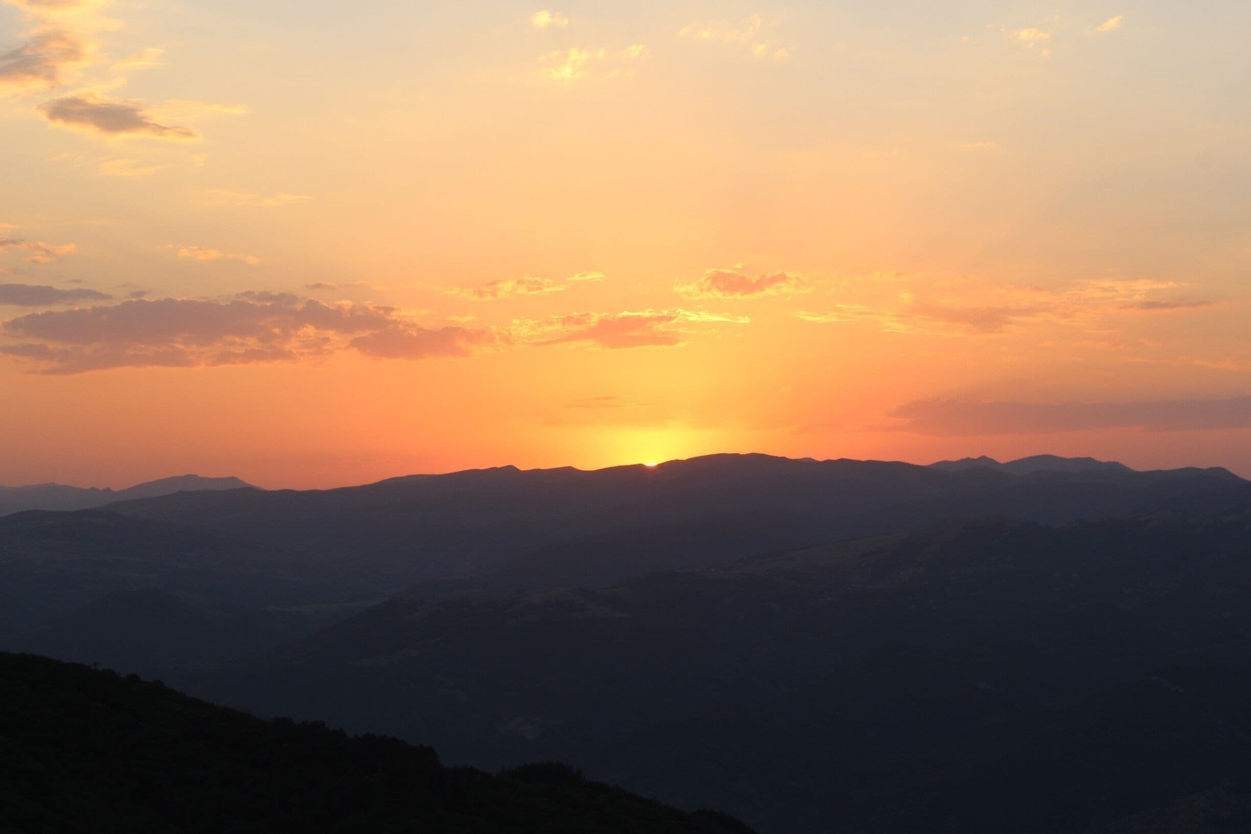 Sunset in the county of Georgia. View from a resort village called Kojori. 