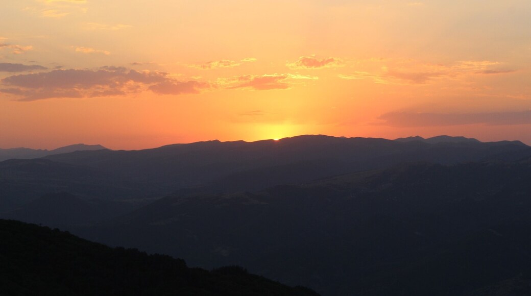 Sunset in the county of Georgia. View from a resort village called Kojori.