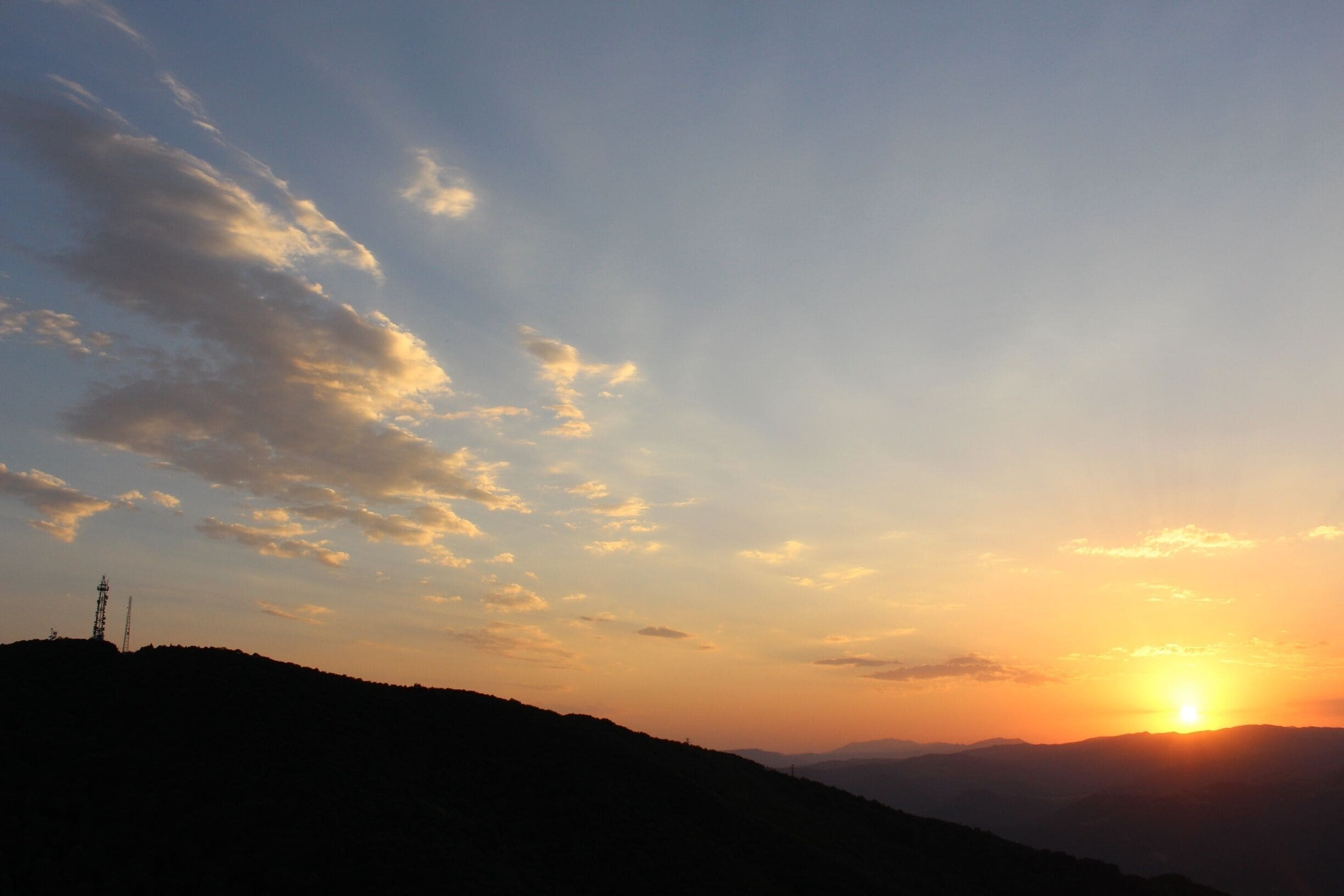 Looking out at the setting sun. View from a place called Kojori, Georgia. This village is located in the hills above the Georgian capital of Tbilisi. 