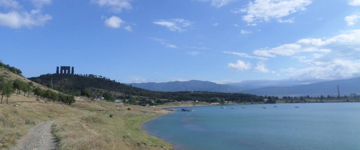 View from the Tbilisi Sea - a freshwater reservoir in the city of Tbilisi, Georgia.