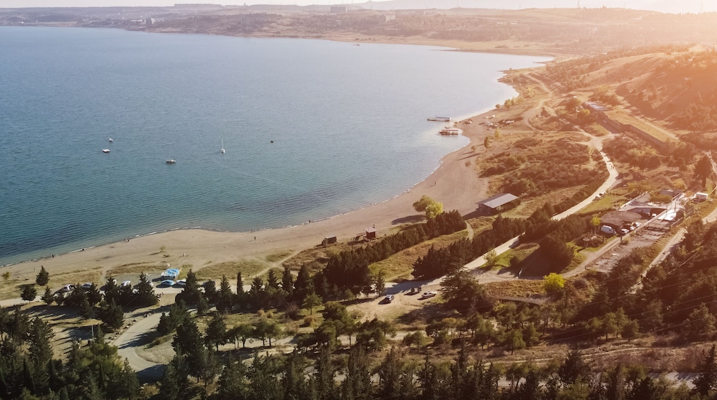 blue Tbilisi sea reservoir, aerial view