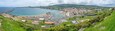 Aerial view of the marina and bay and beach of Vitoria, Terceira island-Açores-Portugal.05-05-2024