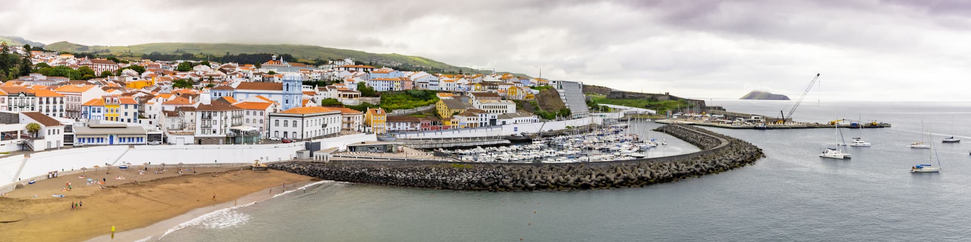 Cityscape in the Atlantic, Angra do Heroismo, Azores islands.