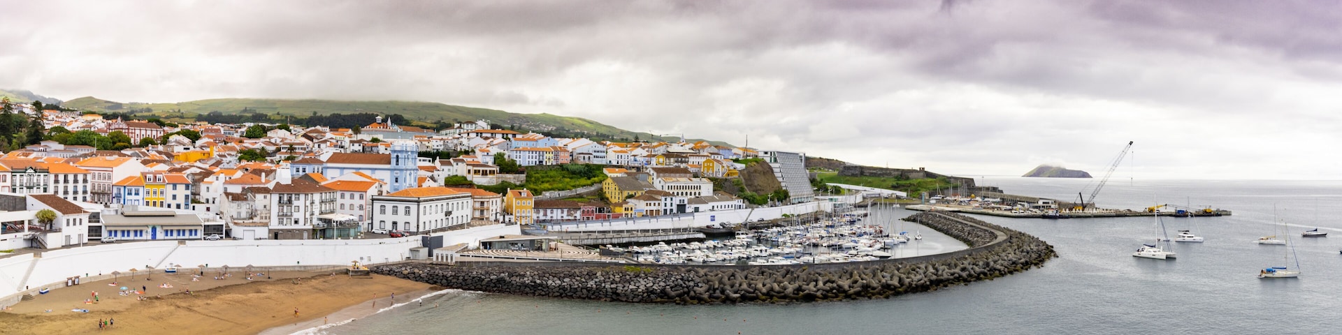 Cityscape in the Atlantic, Angra do Heroismo, Azores islands.