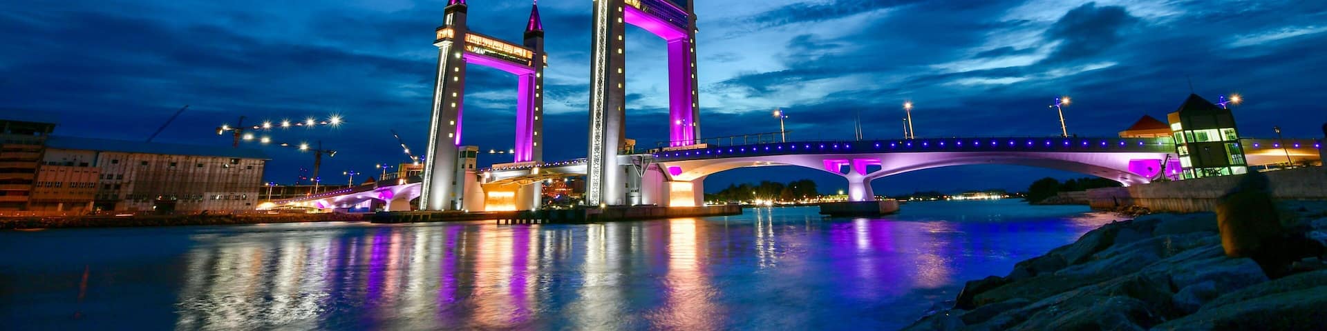 Kuala Terengganu showing a bridge, night scenes and a river or creek