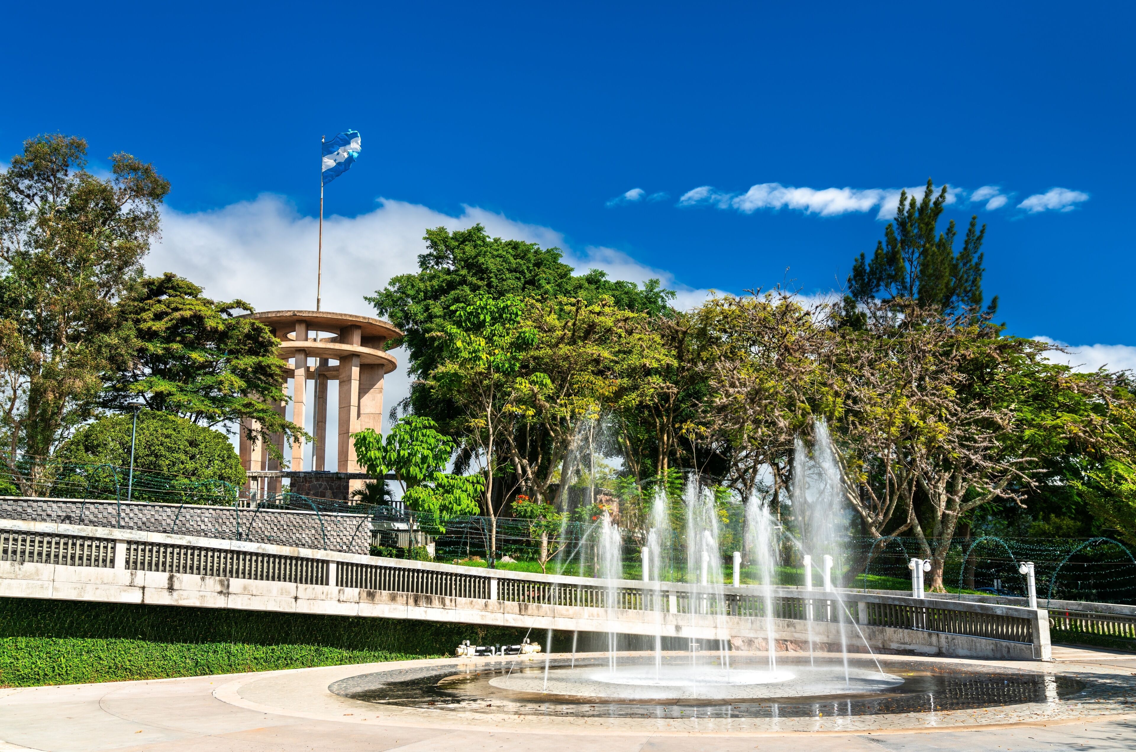 Fountain and Peace Monument at Cerro Juana Lainez Park in Tegucigalpa, Honduras, Central America