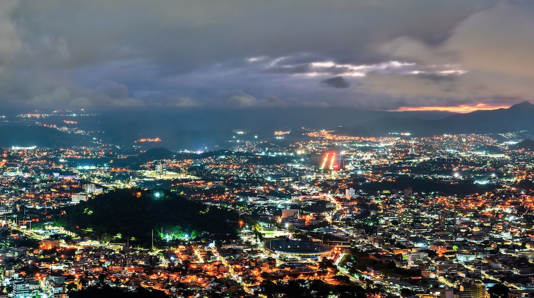 Aerial night skyline of Tegucigalpa from El Picacho Park, Honduras