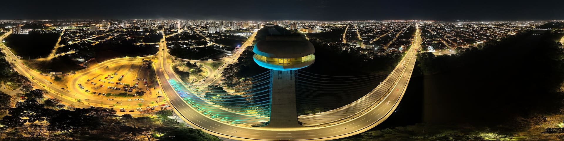 360 aerial photo taken with drone of Ponte Estaiada in Teresina, Piauí, Brazil