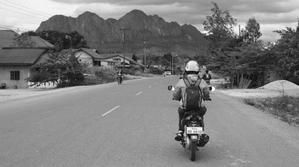 On the Thakhek Loop. Rent a bike at Wang Wang's. You can do the loop in three days. Stop at Sabaidee and at a homestay in Kong Lor.