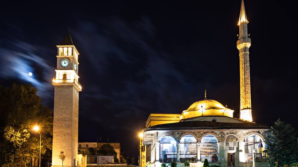 Clock Tower and Mosque in the center, Tirana, Albania