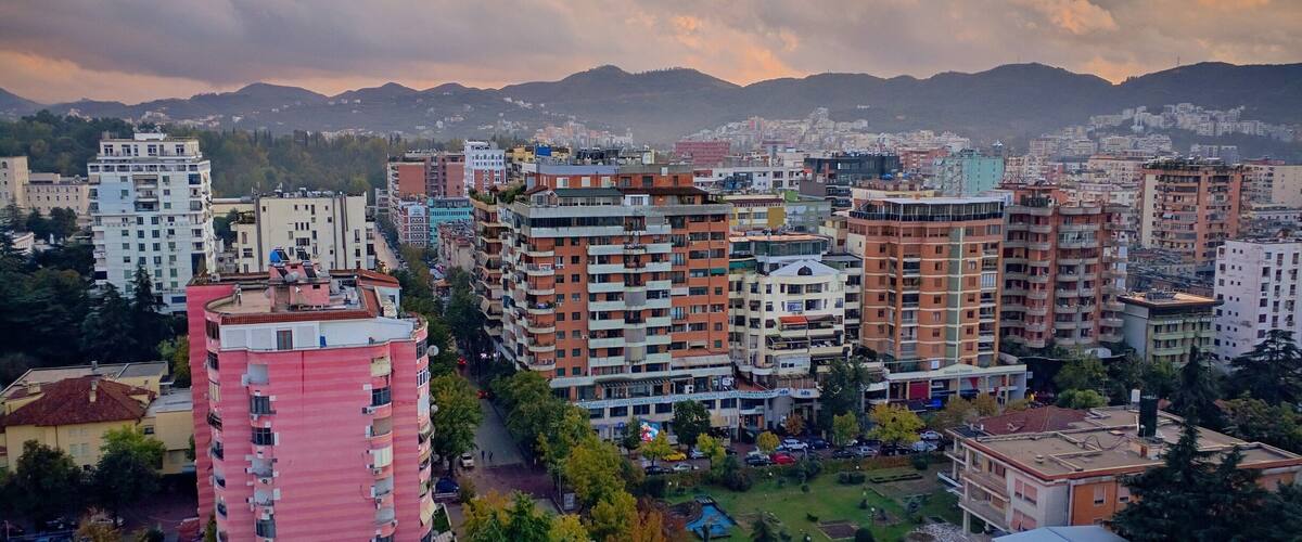Soaring above the sky bar in Tirana. Its one of the better views of the city. Make sure you mention you're buying a beer on the way up instead of just taking photos.