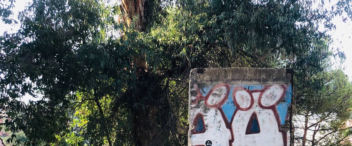 One piece of the original Berlin Wall in Tirana donated by Germany