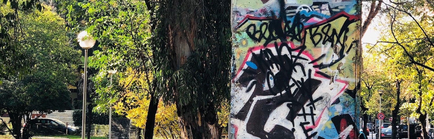 One piece of the original Berlin Wall in Tirana donated by Germany