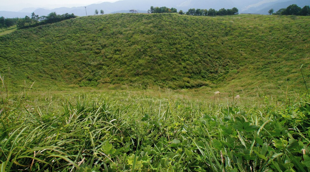 The crater of Mount Kannabe in Kannabe highlands, Toyooka, Hyogo prefecture, Japan. The Kannabe monogenetic volcano group including Mount Kannabe is a part of "San'in Kaigan Global Geopark" which joins in Global Geoparks Network.