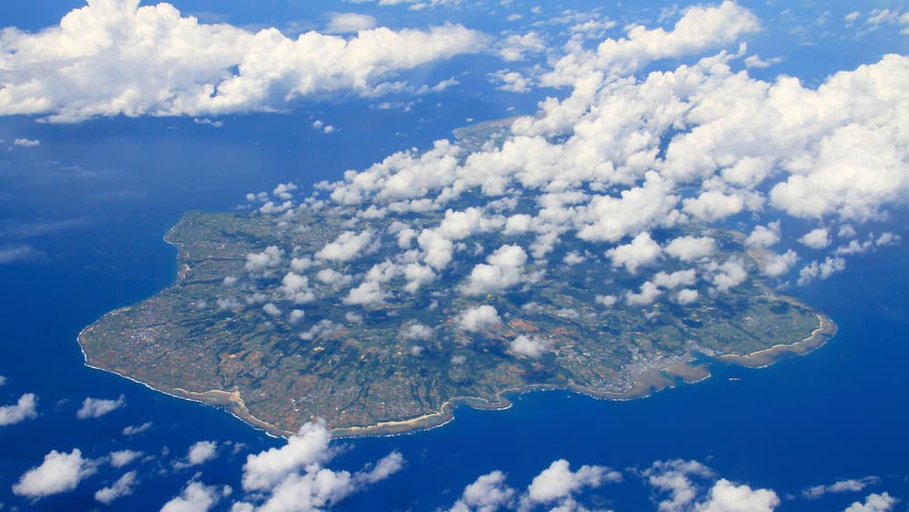 Beautiful ocean and island view, Tokunoshima island near Okinawa from Air