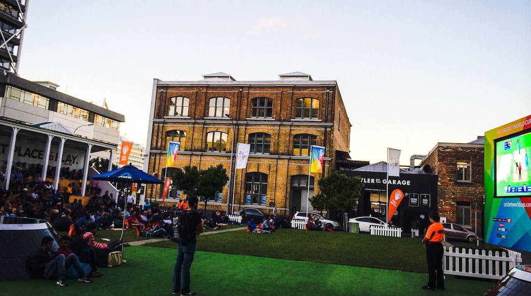 Cricket World Cup fan area.... Yes that's a big screen, pop up pavilion & crowd lounging around like it's the terraces. Great way to spend a weekday evening.... What's more this is right outside my work so even better by day. Go the black caps!!!