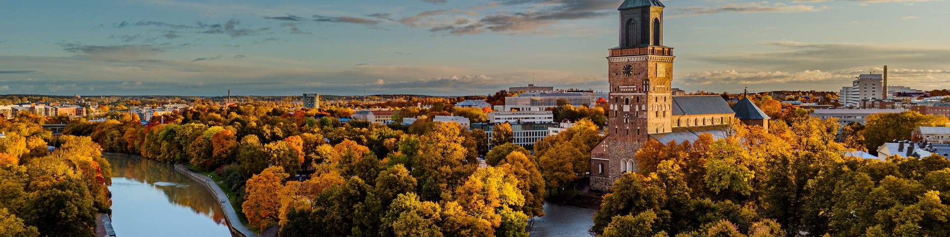 Turku Cathedral and Aurajoki River in Autumn Morning Light