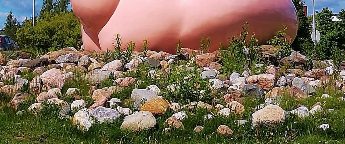 May I introduce you Posankka “Pigduck”. 
Pigduck was born in 1999. Pigduck is hybridi of marzipan piglet and rubber duck. (hight 5 meter and length 7,5 meter).  
In April 2019 it had the honour to be named to official cityanimal of Turku, Finland.  It`s designed by  Alvar Gullichsen, who is known of his pop art.