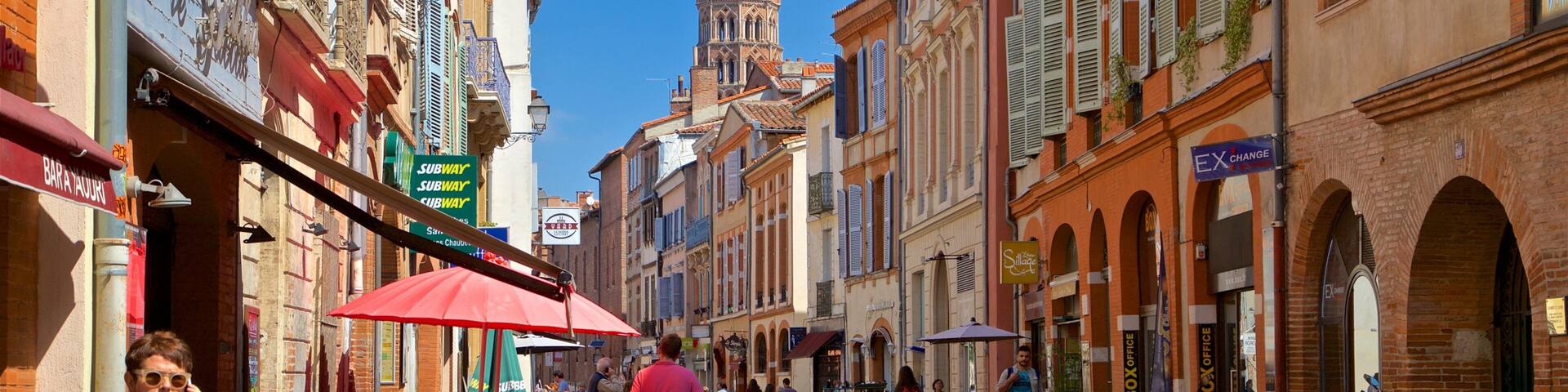 Toulouse showing a city and street scenes as well as a small group of people