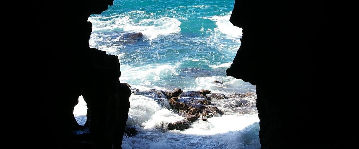 Unique sea window in the Cave of Hercules