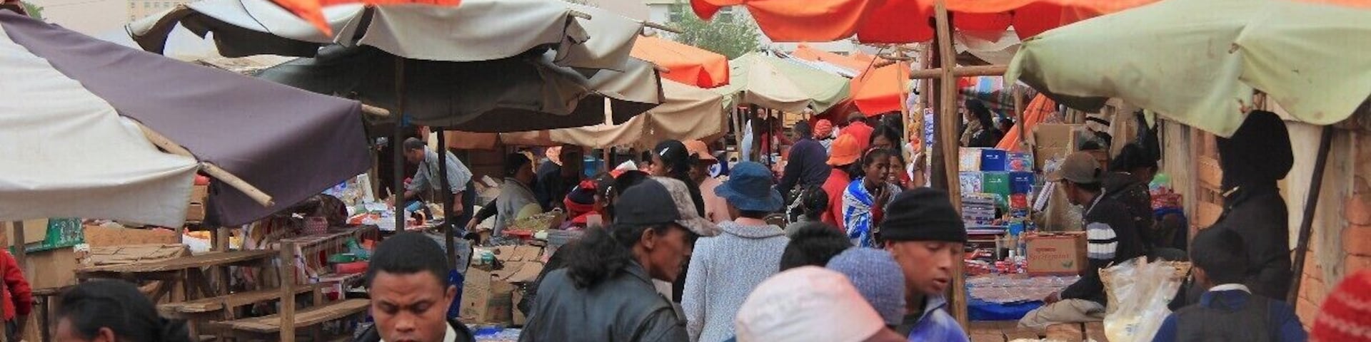 One of the busy markets of Madagascar's capital, Antananarivo (or Tana for short). The large building in the background is a Hilton, a place that seems to juxtapose its surroundings.
#market