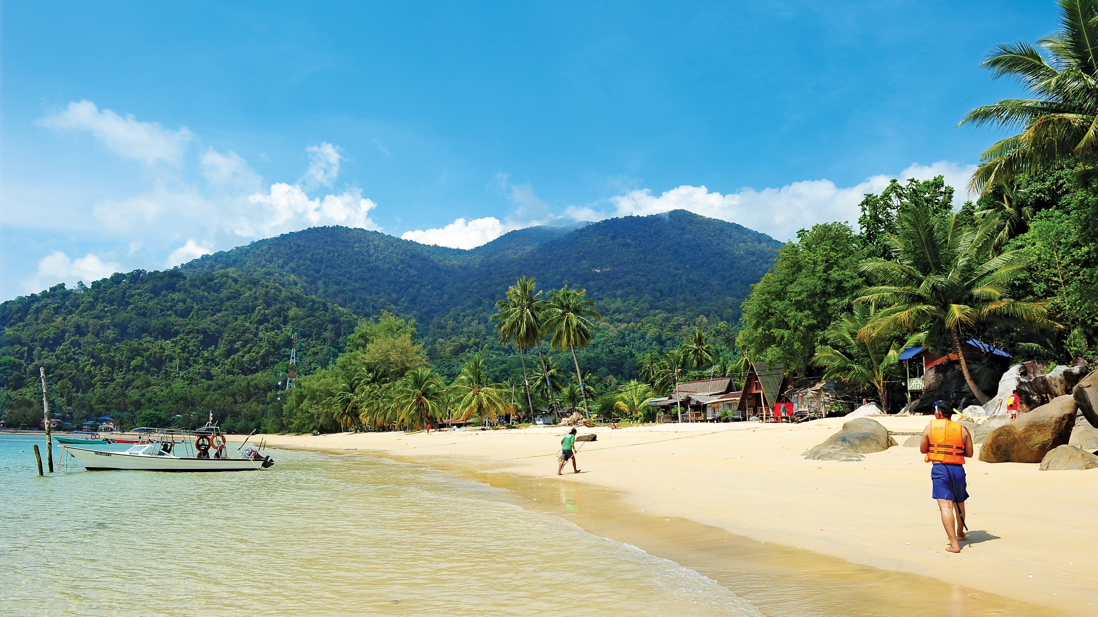 Tioman Island which includes general coastal views, a beach and tropical scenes