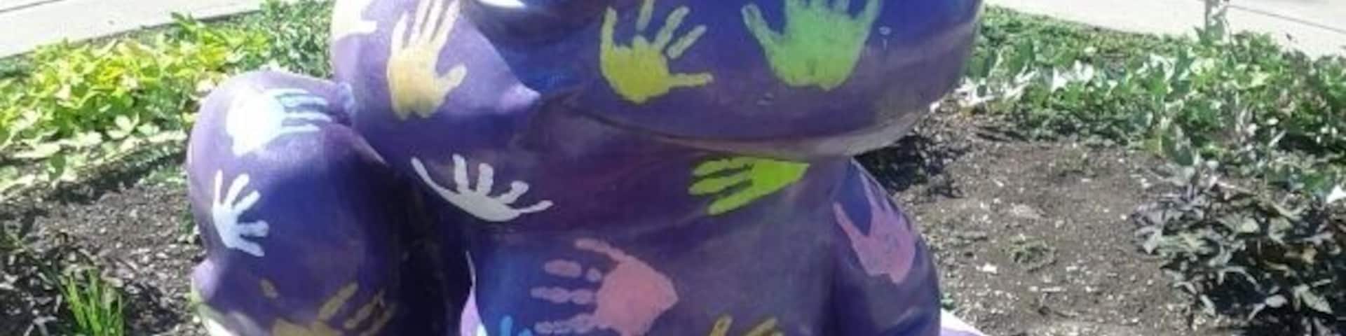 "Handsome Prints" ...a remnant of a 2001 city wide art project where artistically modified giant frogs were placed at various locations.