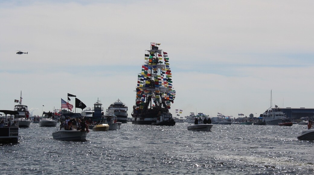 every year in Tampa they recreate a massive pirate invasion where the fully rigged pirate ship "Jose Gasparilla" will come into the city with hundreds of small boats escorting the ship into the city... like a maritime Mardi Gras... a parade is held later in the city where everyone dresses up like pirates and collects beads from the passing pirate floats #KidsFun #florida