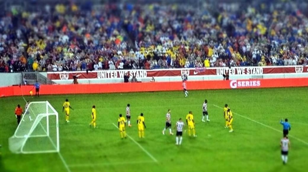 June 8th, 2012. USA played Antigua & Barbuda. USA won 3-1.
This was my first time at a professional soccer game of any kind. Although it poured about half the time, and the other time it just rained, it was very much worth it. The electricity in the crowd is unlike any other sporting event I've been to. For 90 minutes people are on their feet chanting USA, Dempsey, etc. If you get the chance and like sports of any kind I would highly recommend going, I can say I will be finding other USA games wherever they are and going in the future.
