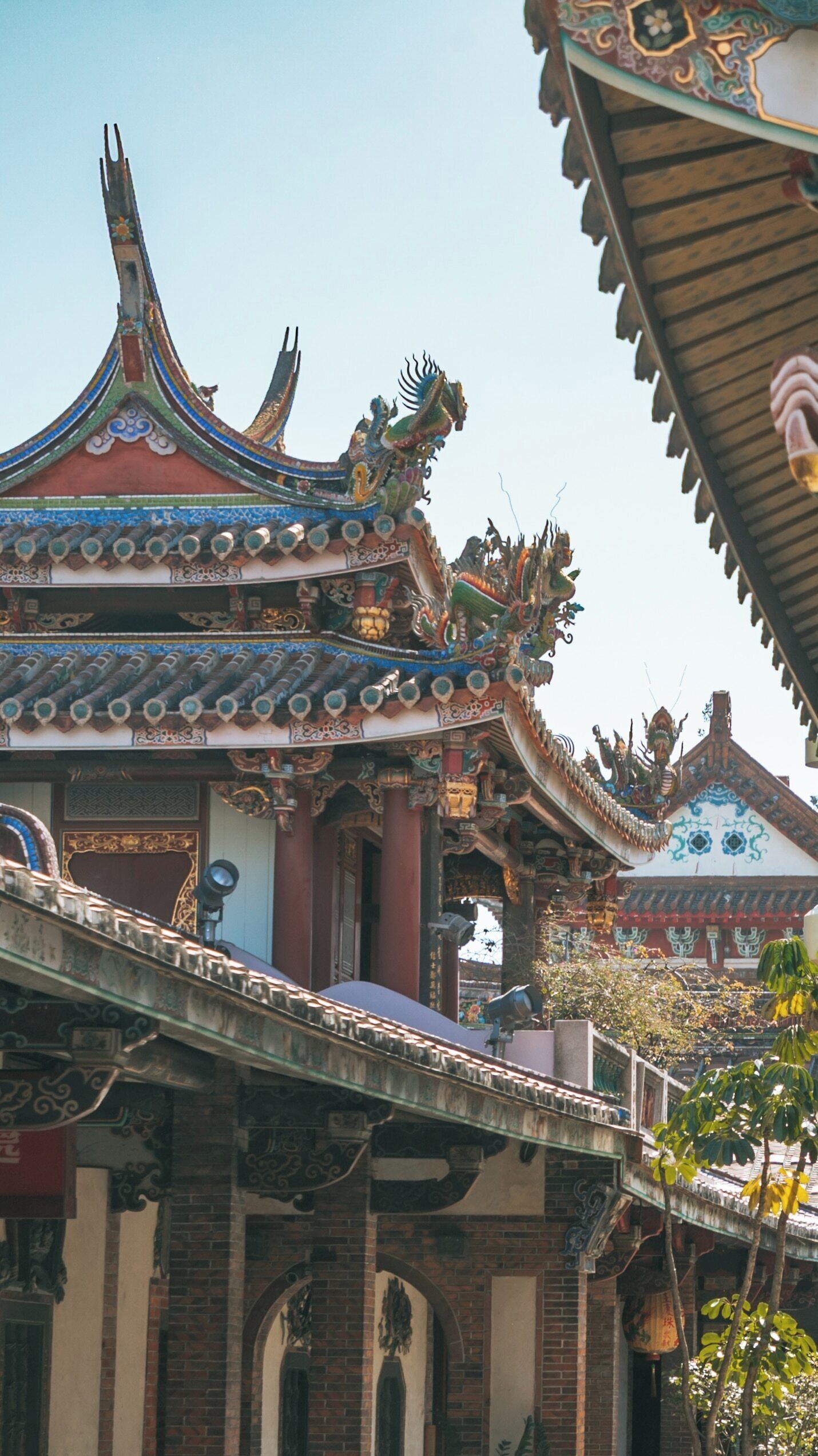 Beauty of Baoan Temple at noon in Datong, Taipei, Taiwan showcasing intricate architecture and vibrant colors that reflect rich cultural heritage