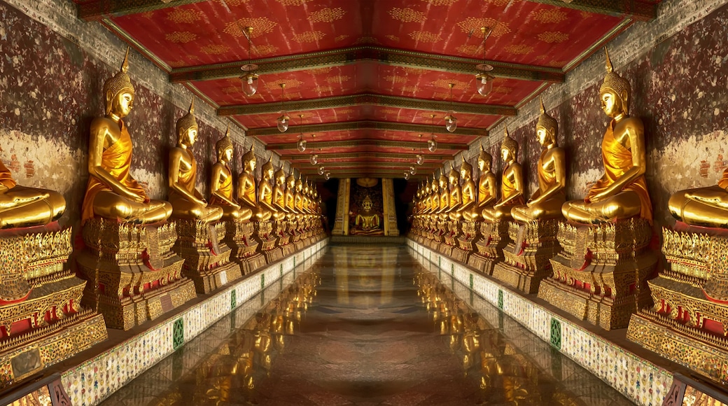 One landmark of Wat Suthat Thepwararam in Bangkok, Thailand. A place everyone in every religion can be viewed.