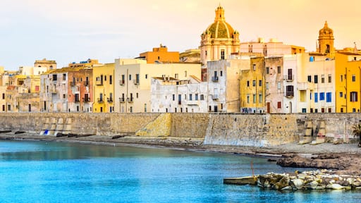 Trapani panoramic view of harbor, Sicily, Italy.