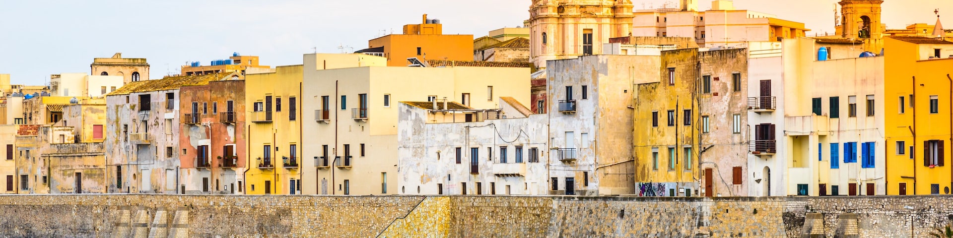 Trapani panoramic view of harbor, Sicily, Italy.