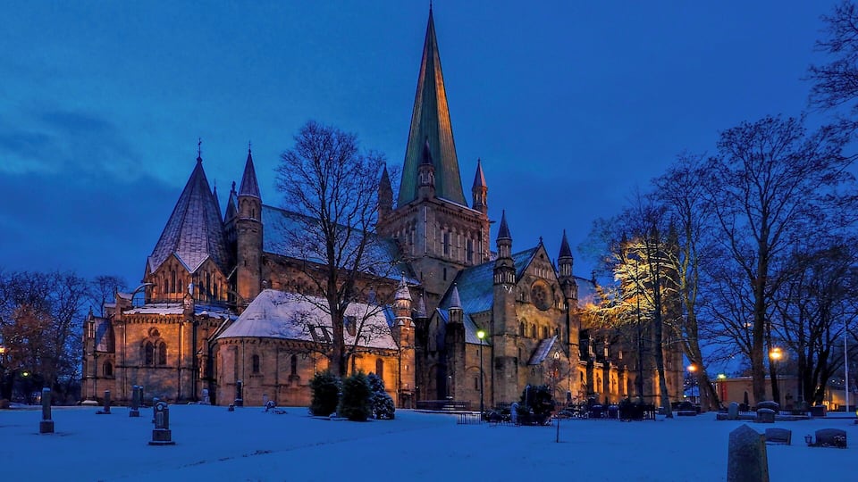 #BvSBlue It is built over the burial site of Saint Olav, the King of Norway in the 11th century, who became the patron saint of the nation, and is the traditional location for the consecration of the King of Norway. It was built from 1070 to 1300, and designated as the cathedral for the Diocese of Nidaros in 1152. After the Protestant Reformation, it was taken from the Roman Catholics by the new Church of Norway in 1537.