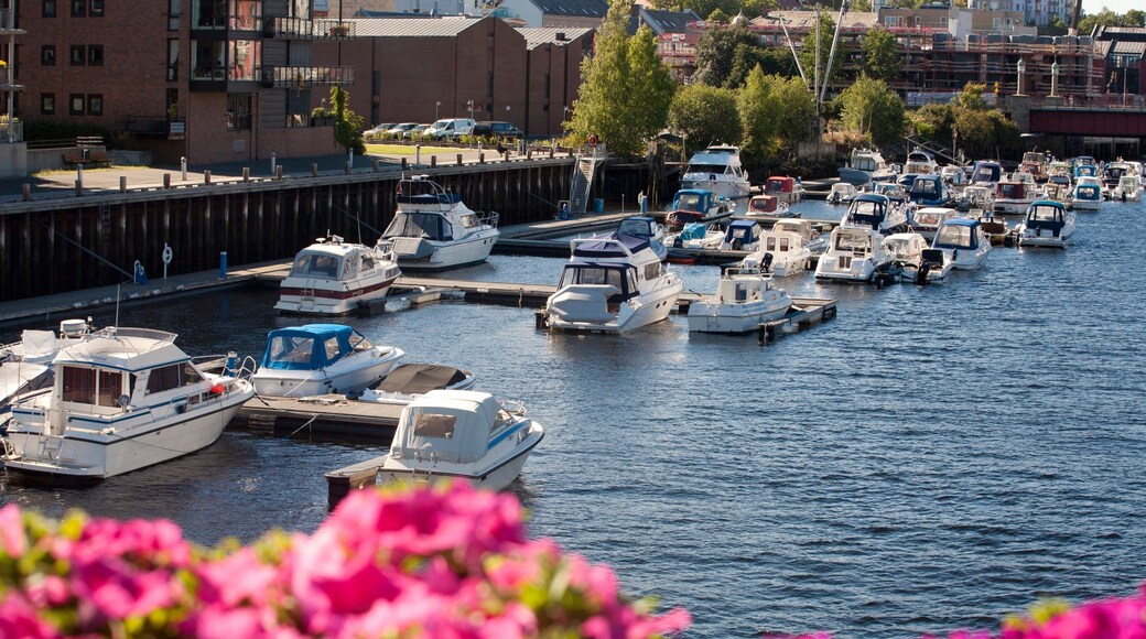 Trondheim showing a bay or harbor, boating and a marina