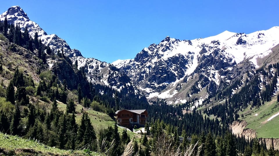 Took the cable car up to the Shymbulak ski area, most of the snow was gone already but it was a good day for a picnic in the grass up on the slopes.