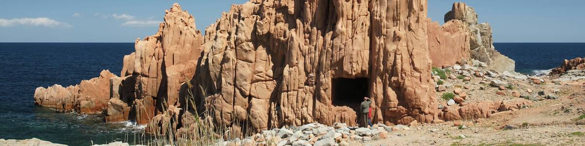 Red granite at Arbatax in Ogliastra province, Sardinia, Italy