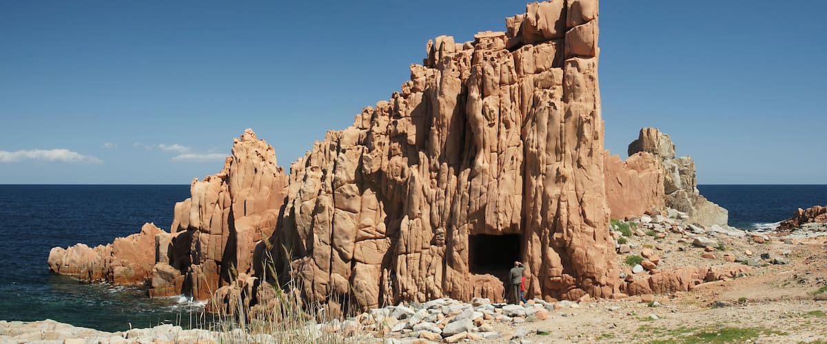 Red granite at Arbatax in Ogliastra province, Sardinia, Italy