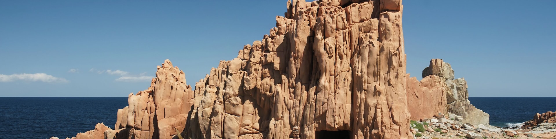 Red granite at Arbatax in Ogliastra province, Sardinia, Italy