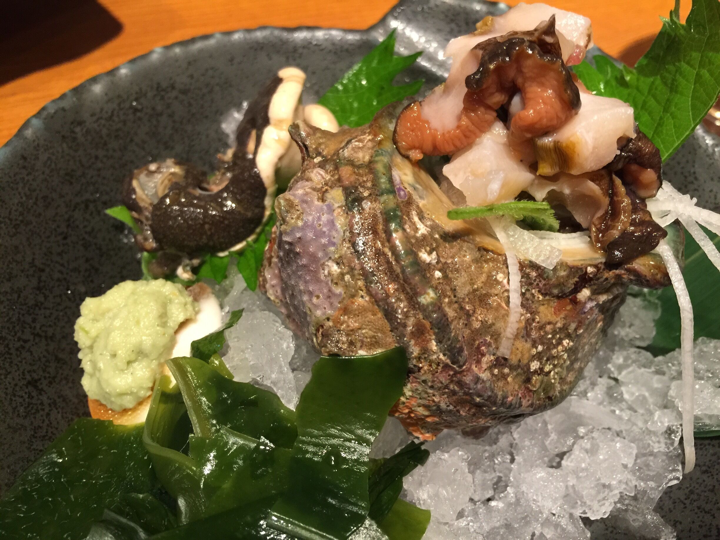 A seafood restaurant just outside the Tottori station. 

I believe this is Japanese Whelk sashimi. Quite unusual but not very distinctive in terms of taste!

#delicious