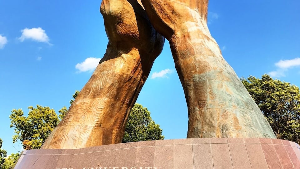 Right at the entrance to the university