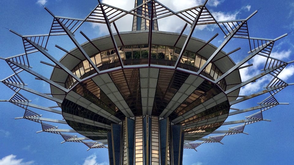 Opened in 1967, the Prayer Tower is a beautiful and otherworldly design. It was created by architect Frank Wallace for televangelist Oral Roberts at his Christian University of the same name. It's Jetsonian-like architecture is a late 40's-60's space age style known as Googie. People can take an elevator ride to the top and reflect in prayer as they take in the views of the surrounding campus.
