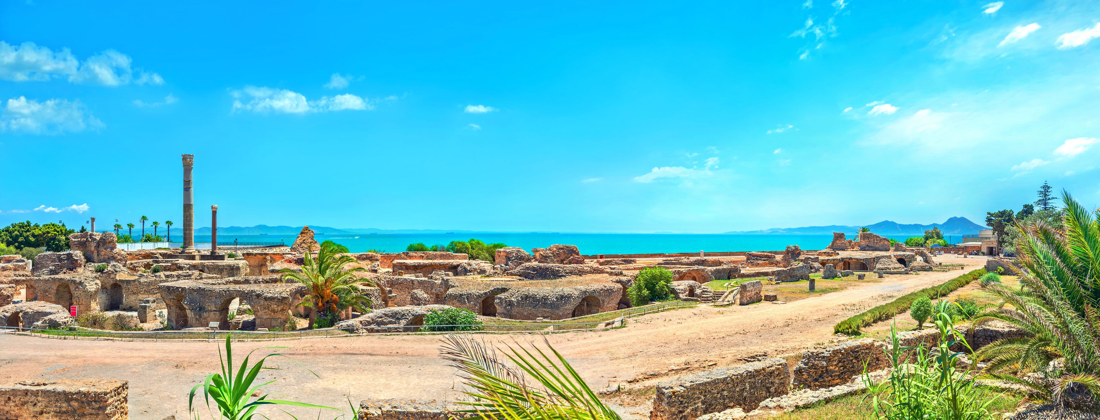 Ruins with thermal baths of ancient Carthage. Tunis, Tunisia, North Africa