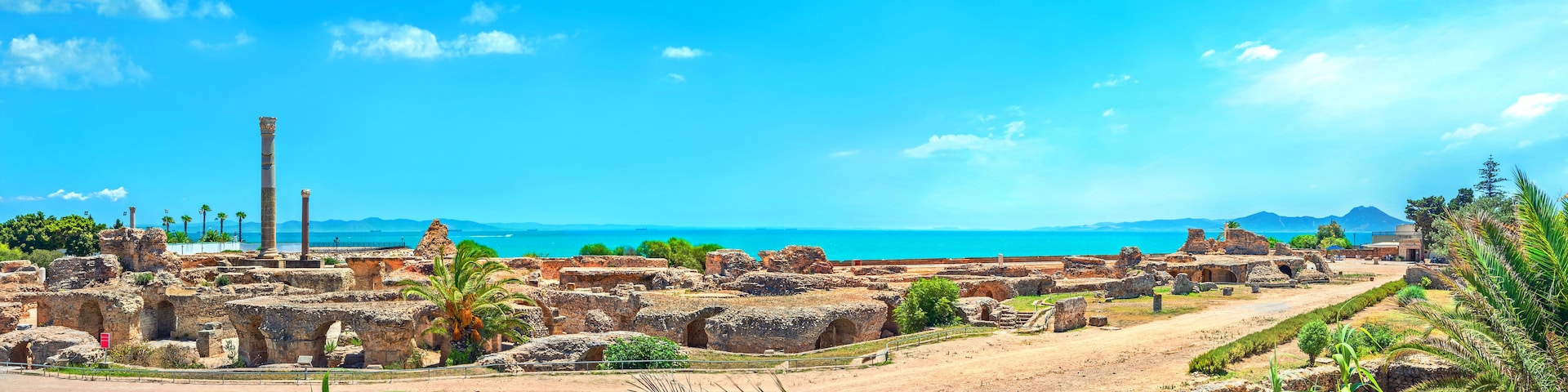 Ruins with thermal baths of ancient Carthage. Tunis, Tunisia, North Africa