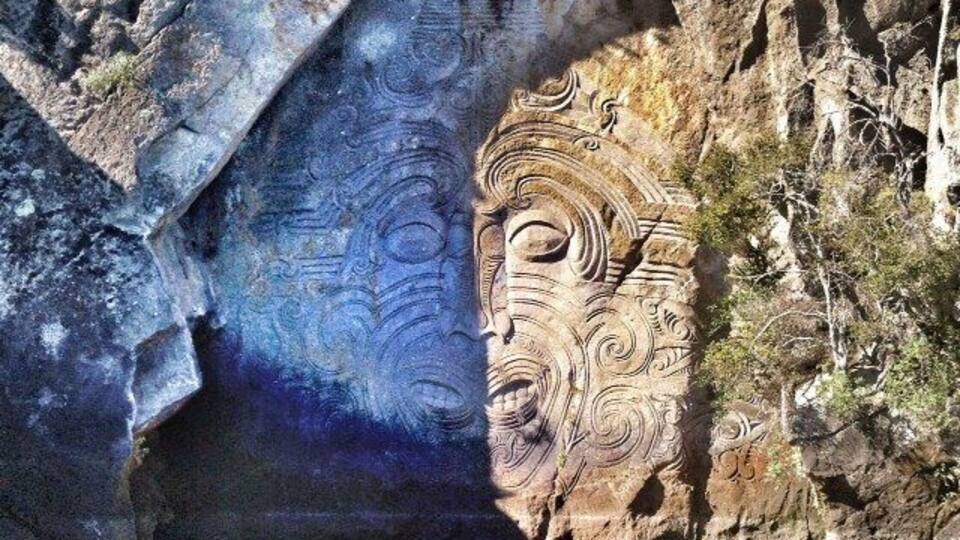 Ancient Maori mural...
Spoiler alert this amazing piece was made in the 70's. But it is still worth a sail boat or kayak trip out for a few photos. Lake Taupo on a sunny day is ideal.
Travel Hack: Most lake companies have discounted prices on the shoulder seasons.