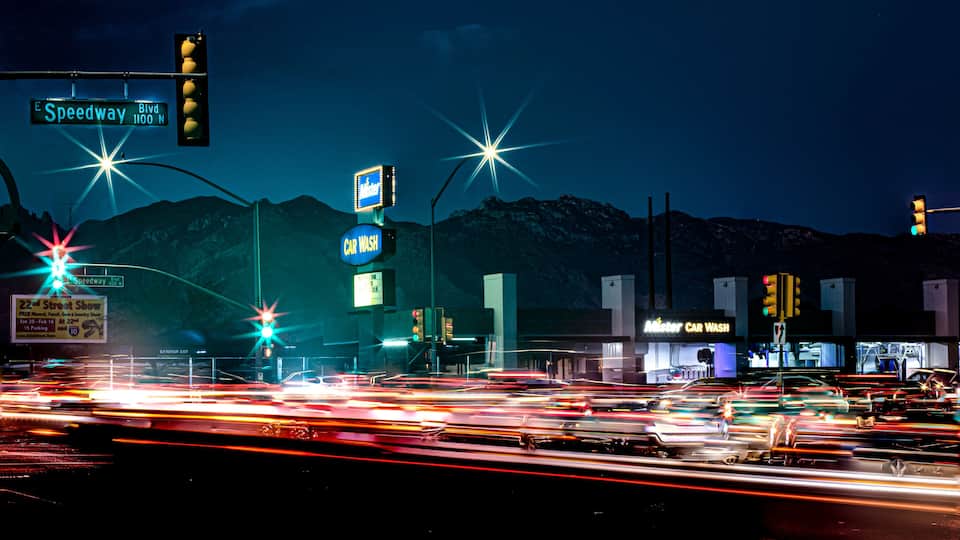 The aptly named Speedway Blvd in Tucson, Arizona. 50mm/f1.4/2 second exposure 9 images stacked. #Tucsonspeedway, #historicSamHughesdistrict, #traffic, #longexposurephotography, #streetdwellers