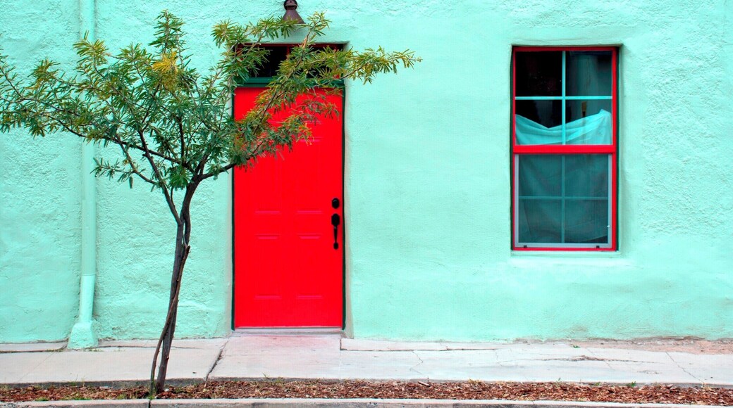 Brightly colored building in Tucson's Old Town, the Barrio Viejo.