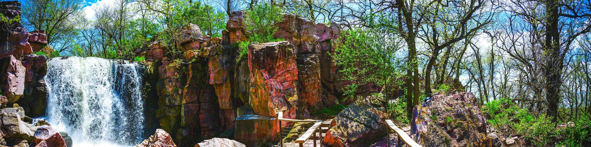 Winnewissa Falls at Pipestone National Monument Site, Sacred Place for American Indians at Pipestone Creek in Minnesota, USA